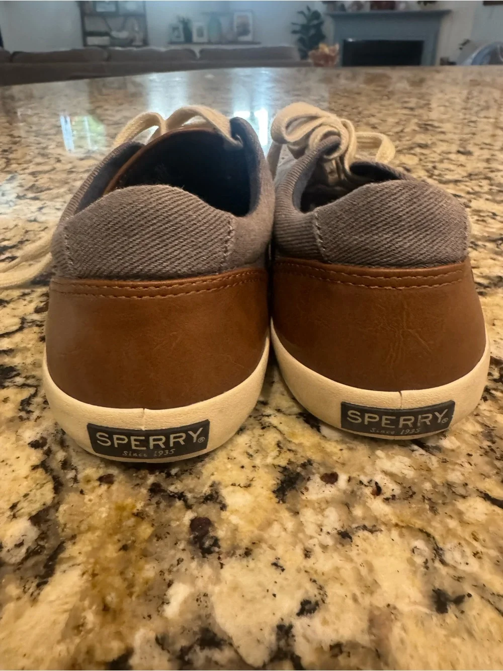 Sperry Kids Gray Canvas Lace-Up Shoes with White Laces